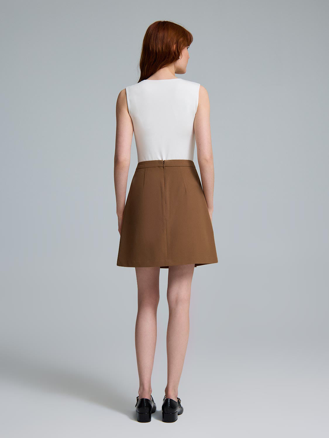 Front Pleated Mini Skirt