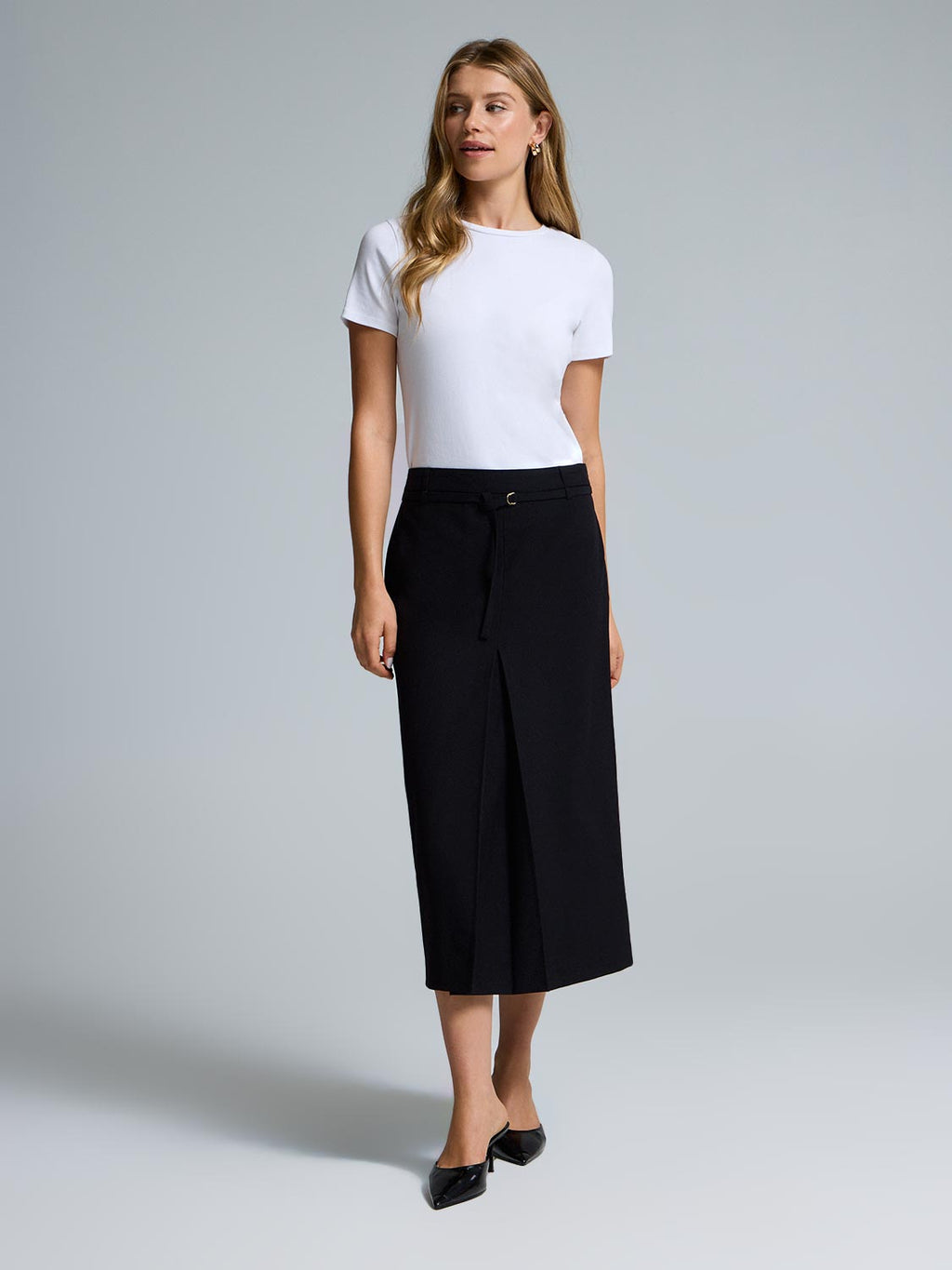 Box-Pleated Midi Skirt