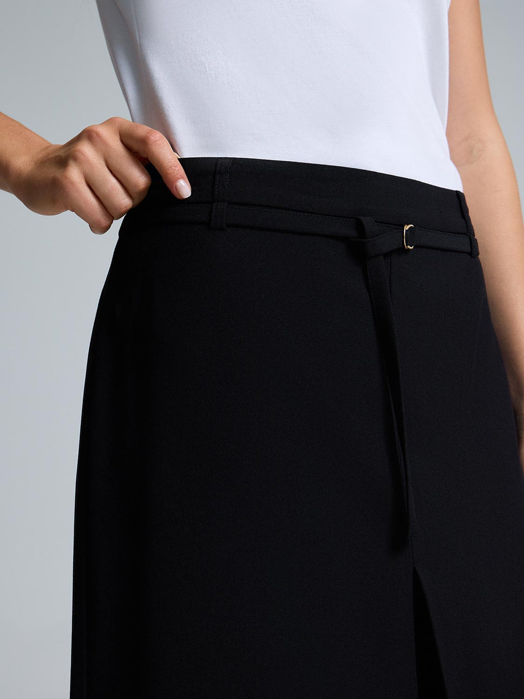 Box-Pleated Midi Skirt
