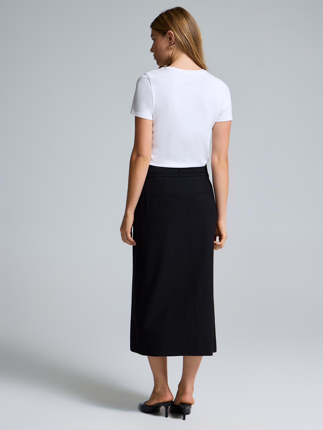 Box-Pleated Midi Skirt