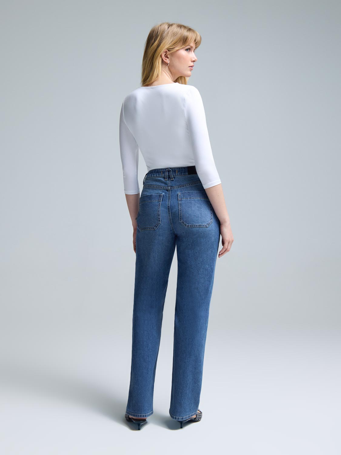 Medium Wash Straight-Leg Jeans