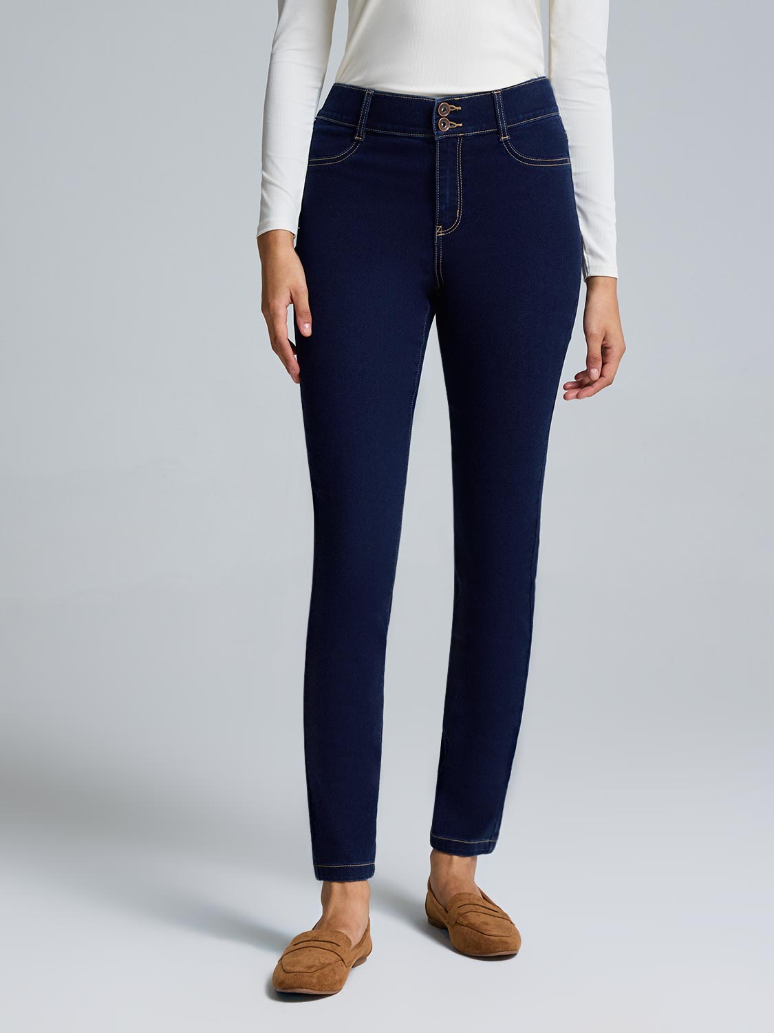 Cotton-Blend Skinny Leg Jeans