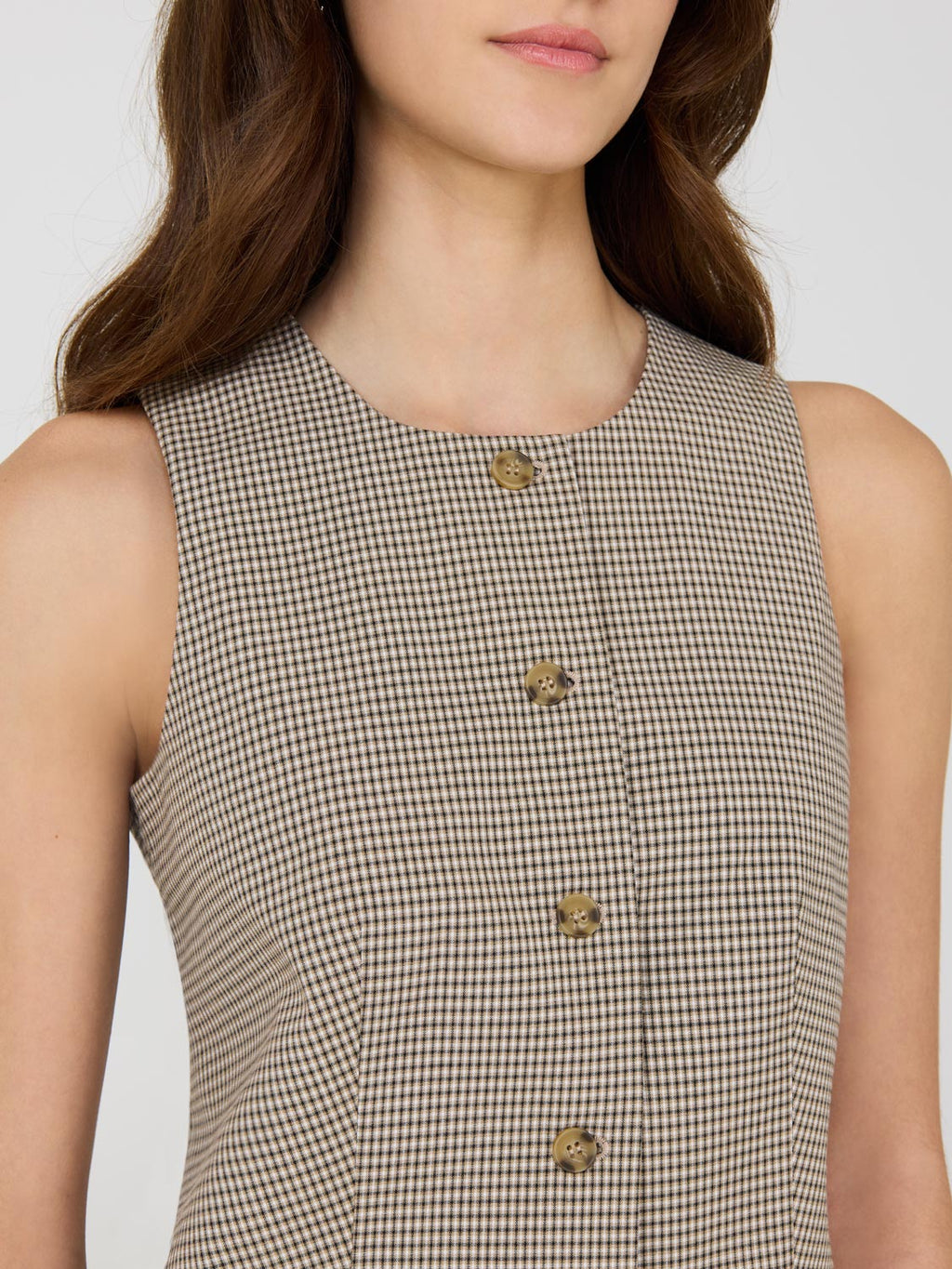 Plaid Sleeveless Button-Front Vest