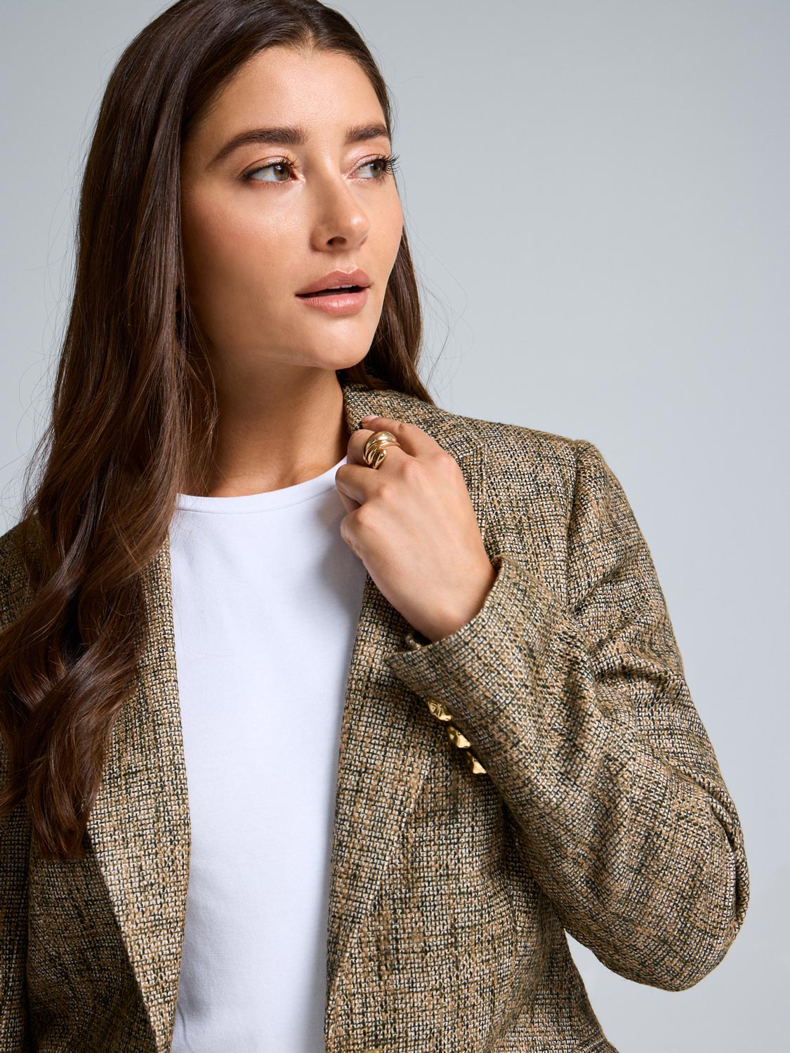 1-Button Tweed Blazer