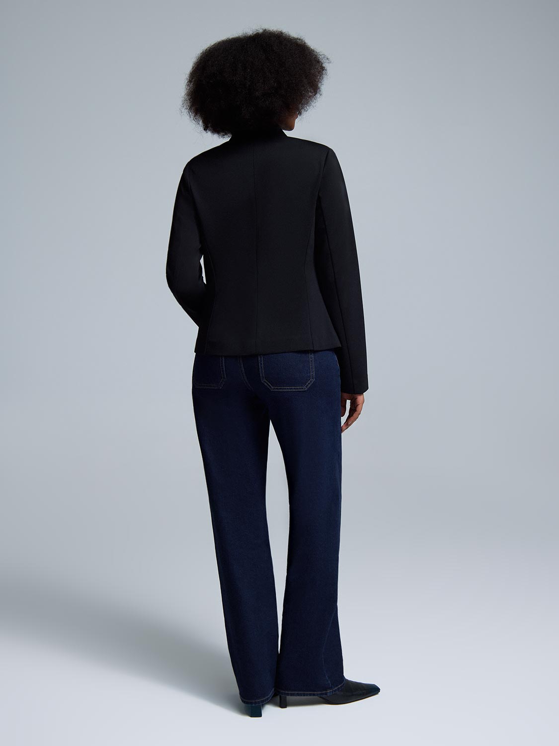 High Neck Button-Up Blazer