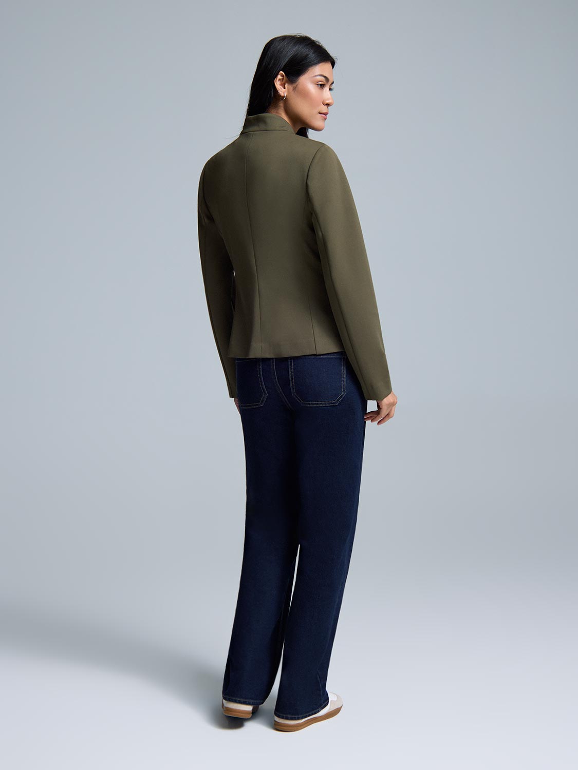 High Neck Button-Up Blazer