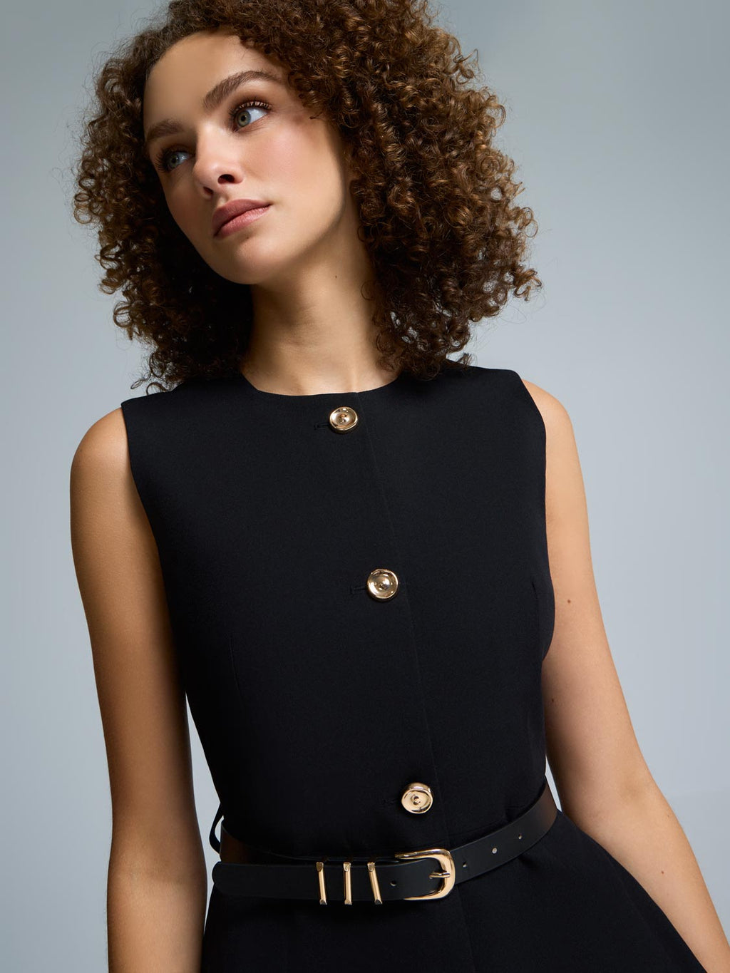 Button-Up Peplum Blazer Vest
