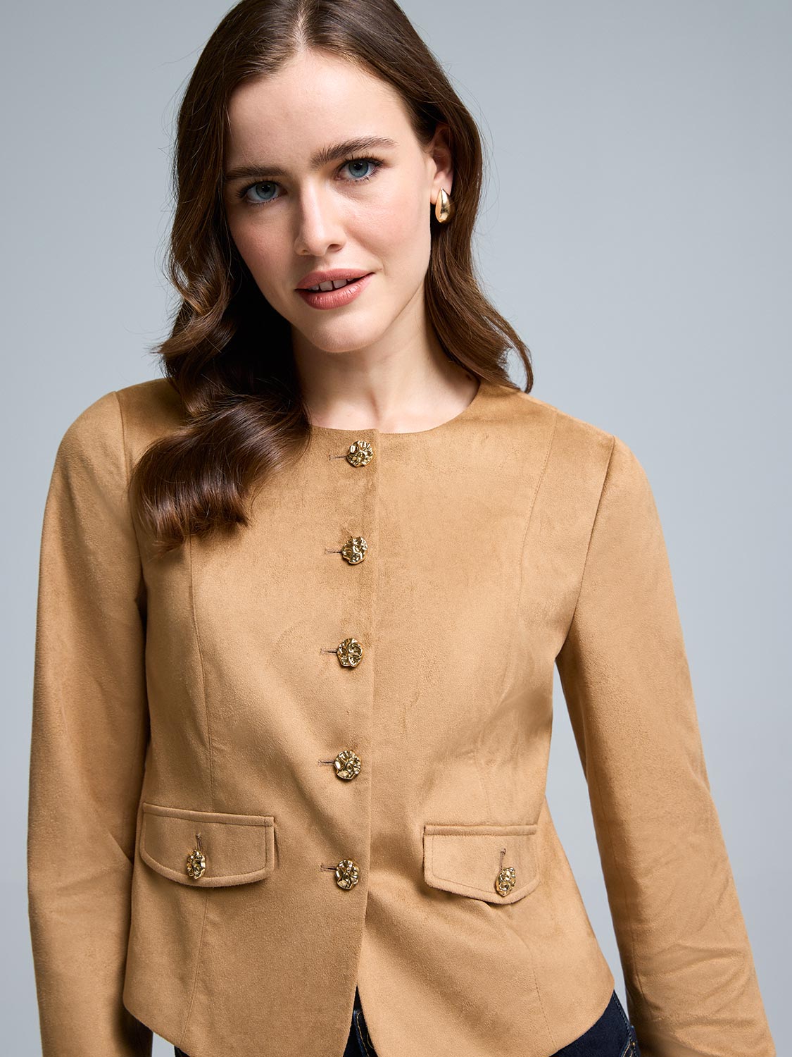 Cropped Suede Blazer