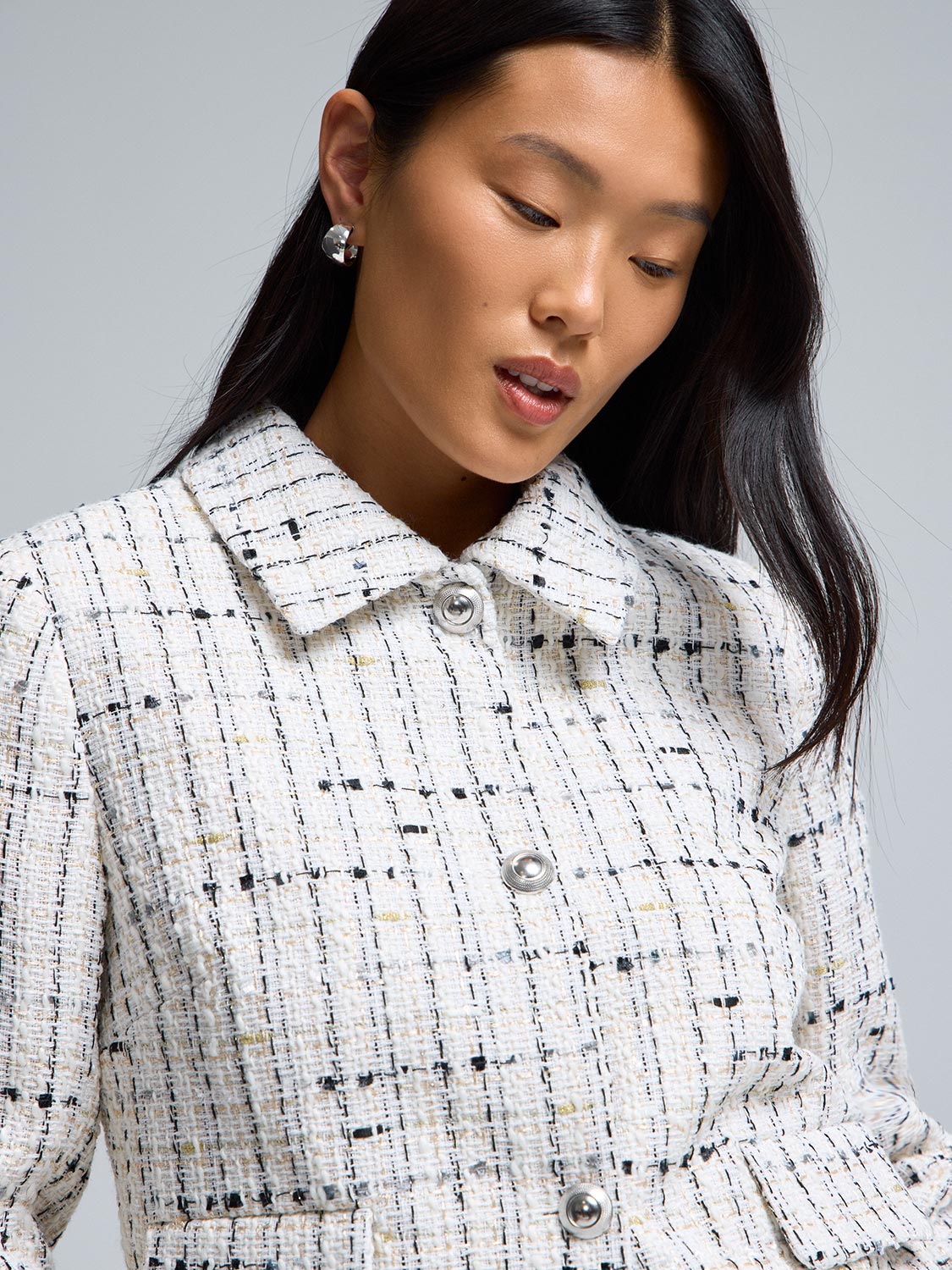 Collared Cropped Boucle Blazer