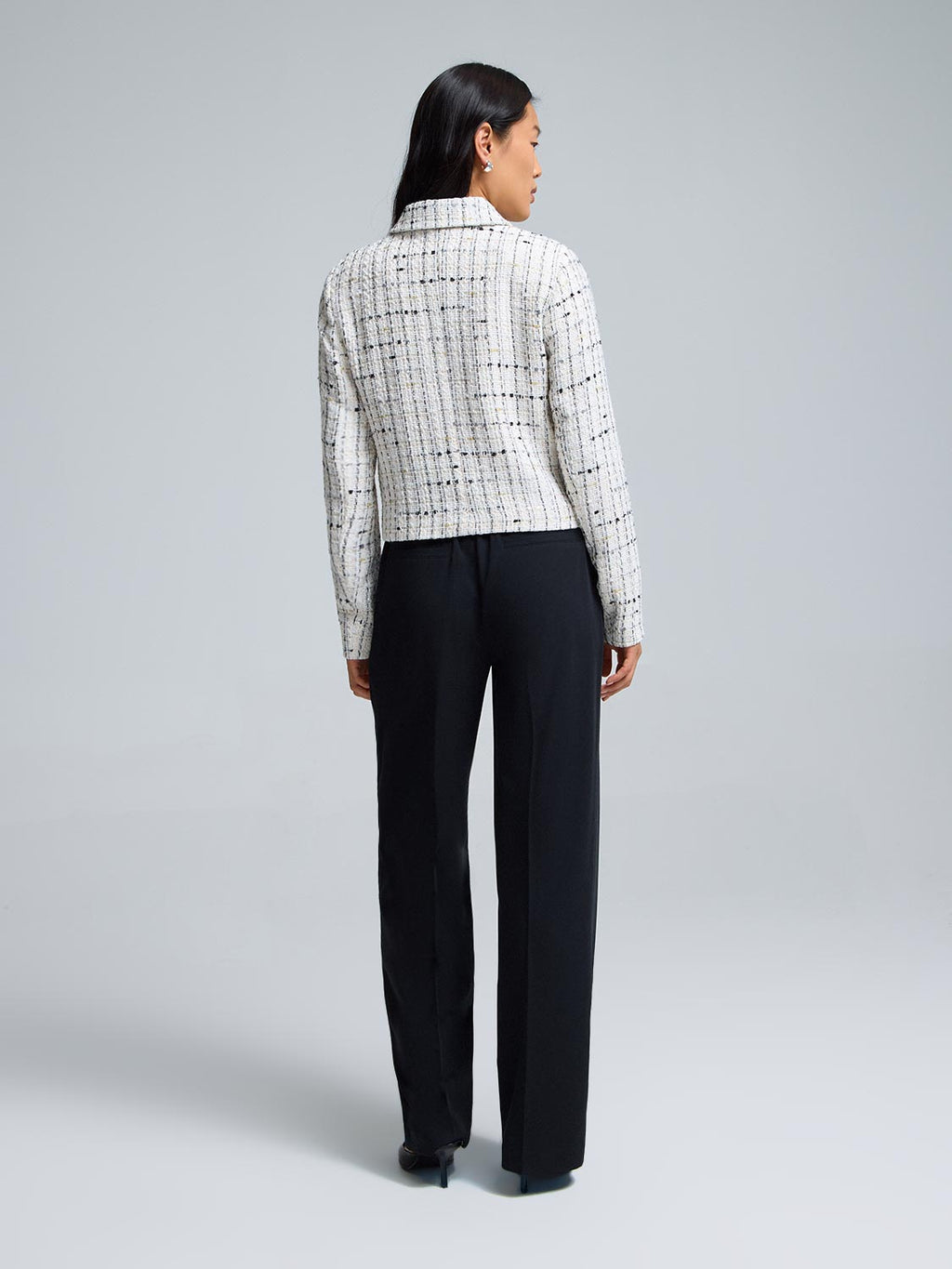 Collared Cropped Boucle Blazer