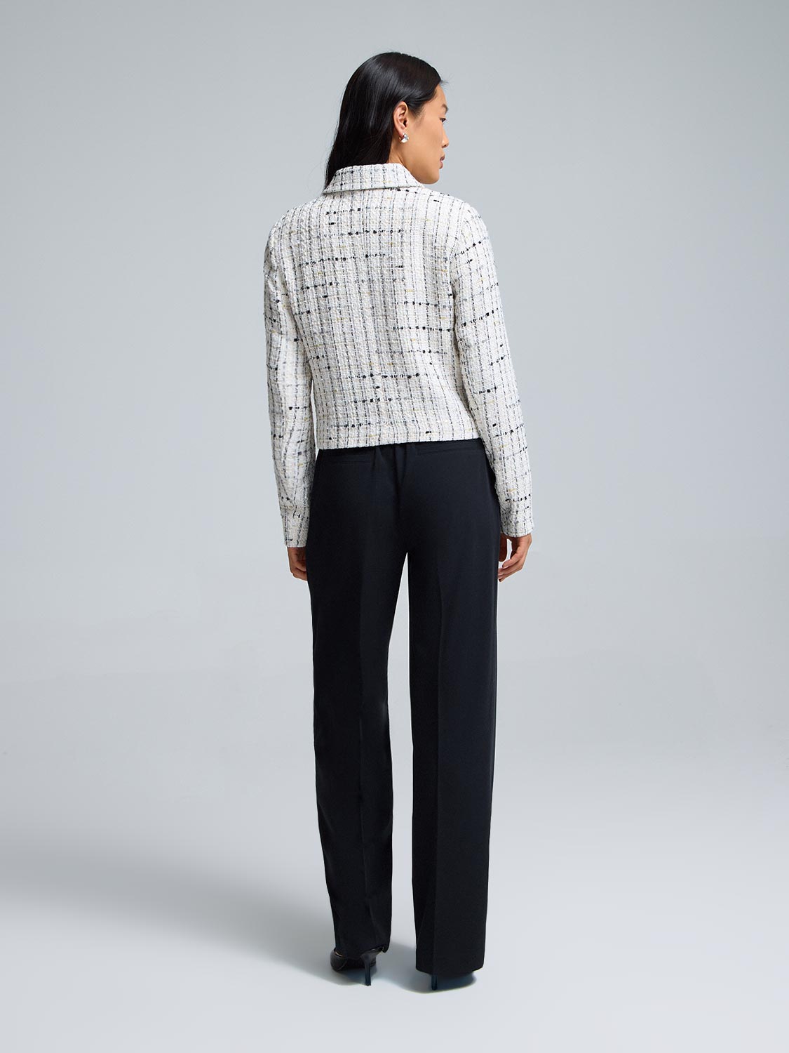 Collared Cropped Boucle Blazer
