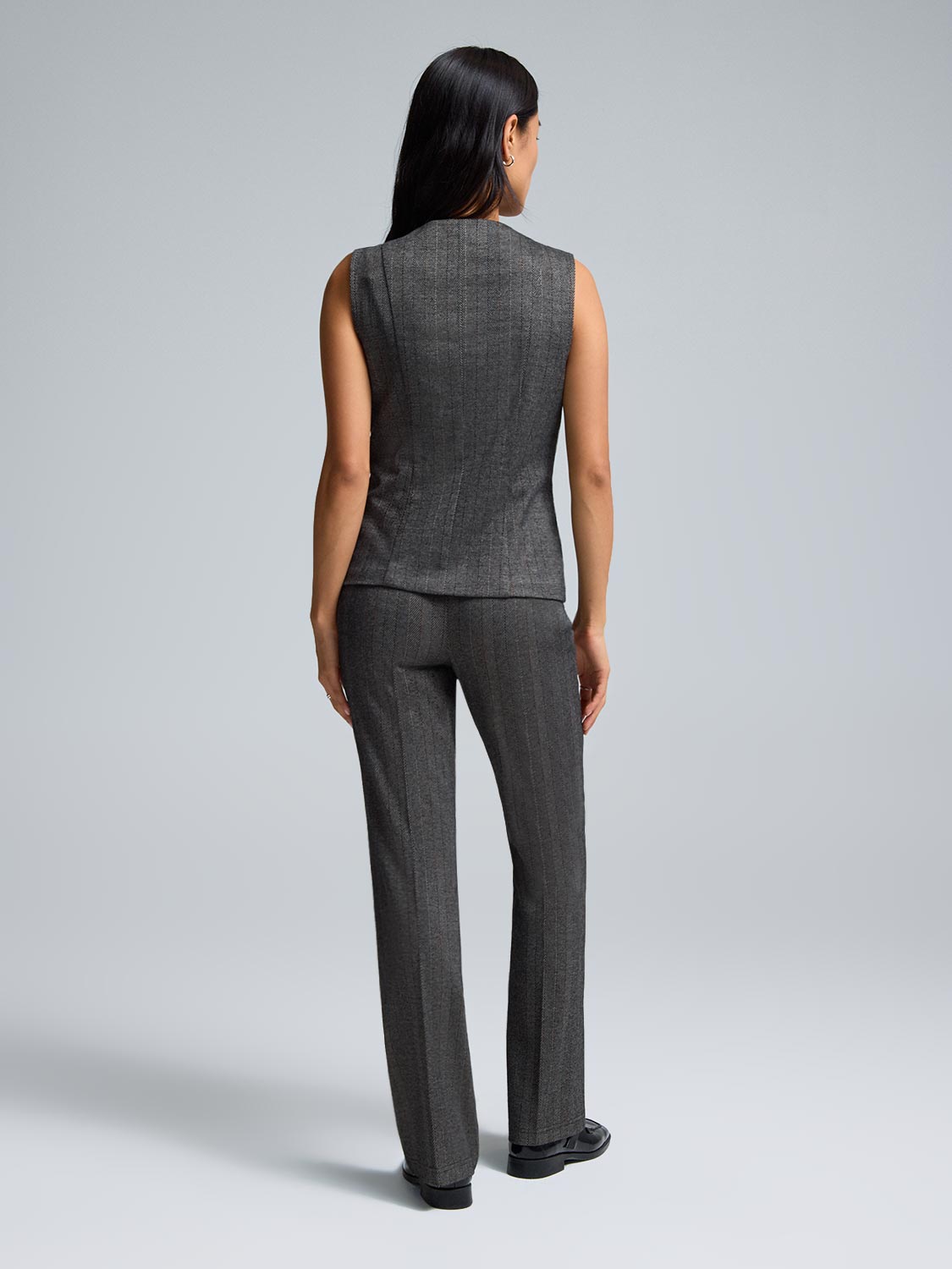 4-Button Striped Jacquard Vest