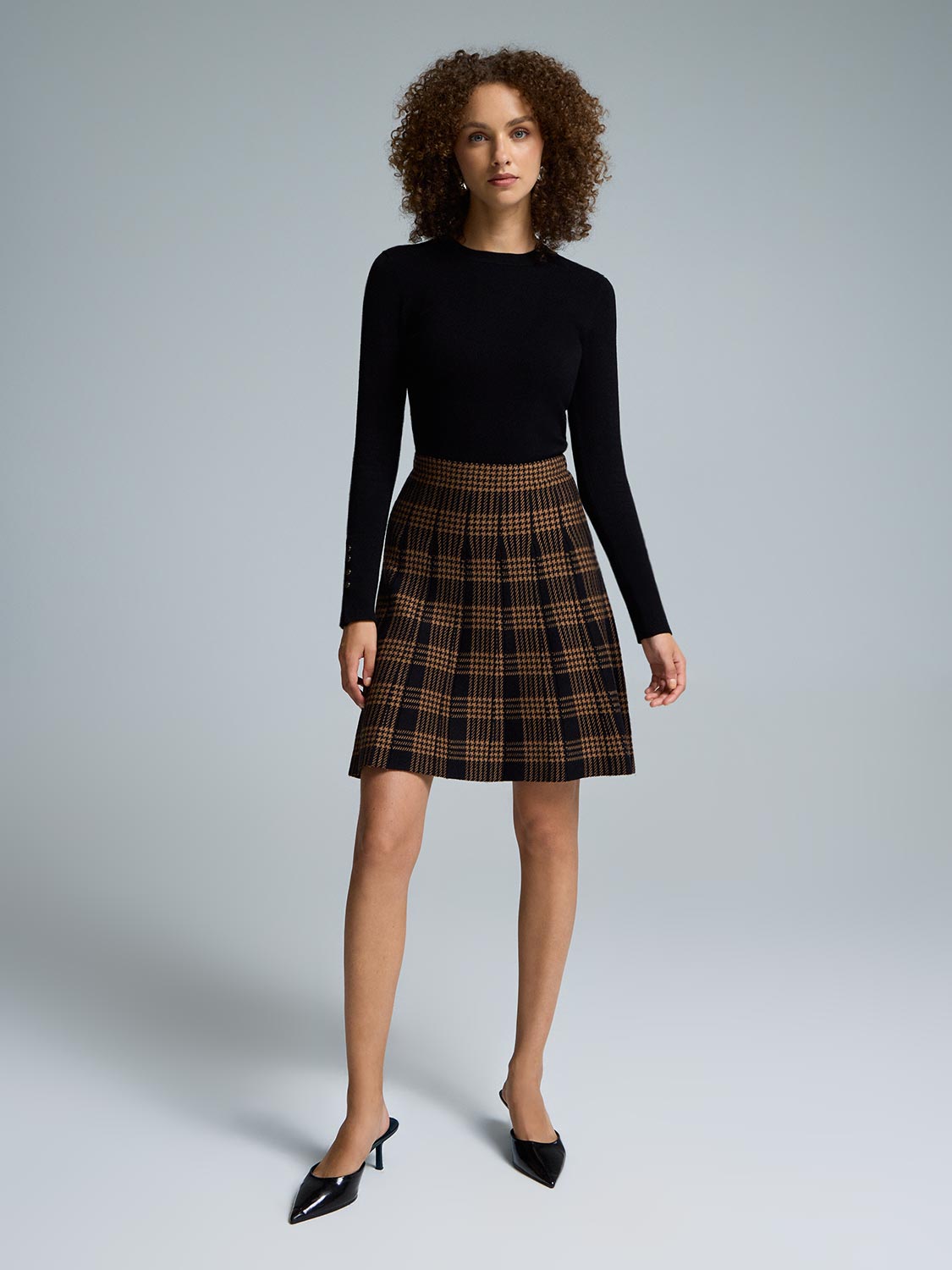 Houndstooth Flippy Sweater Knit Skirt