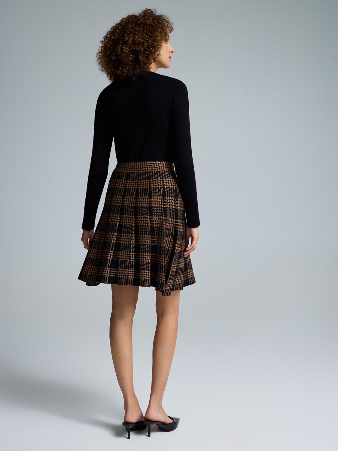Houndstooth Flippy Sweater Knit Skirt