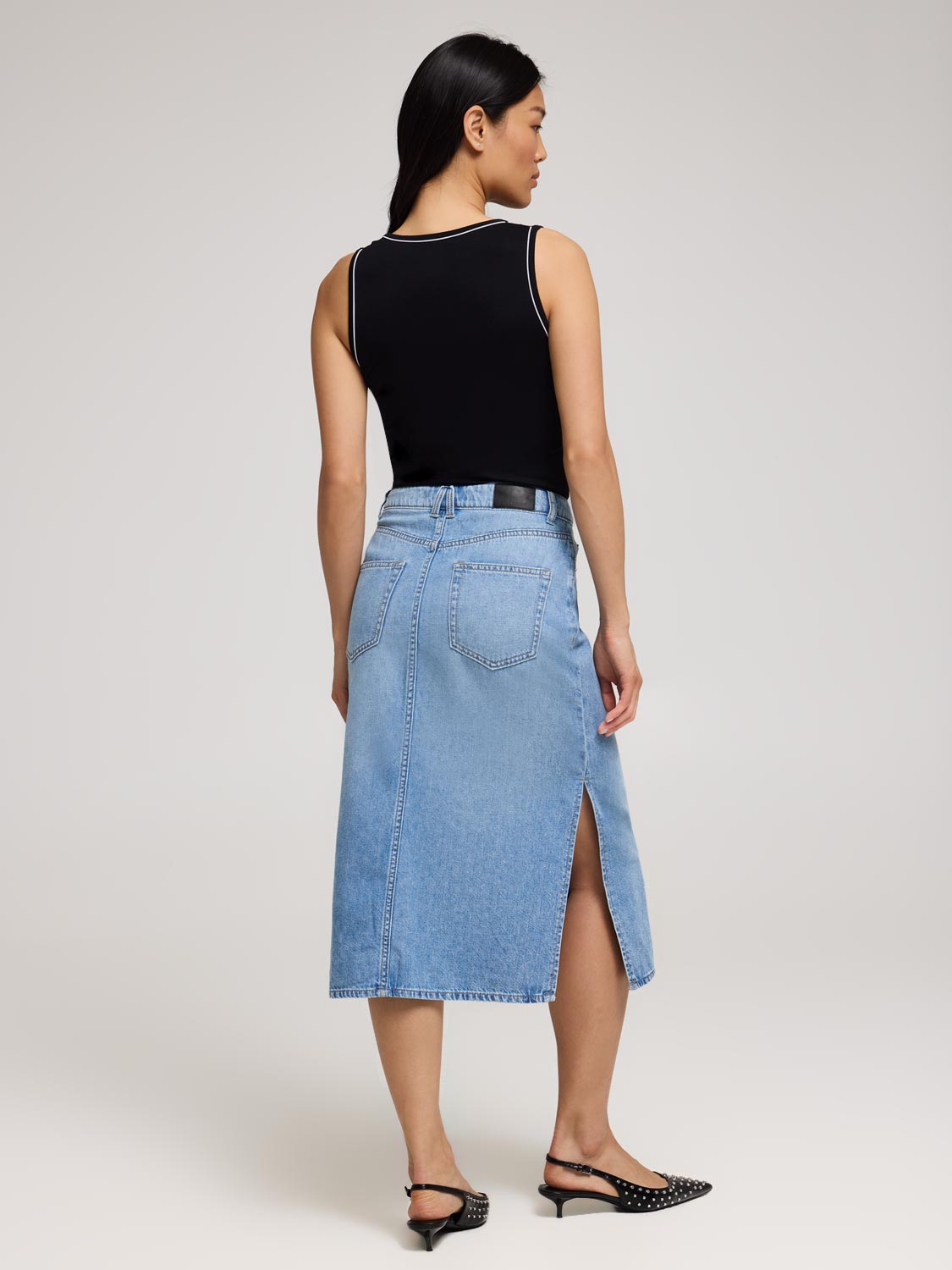 Long Cotton Denim Skirt