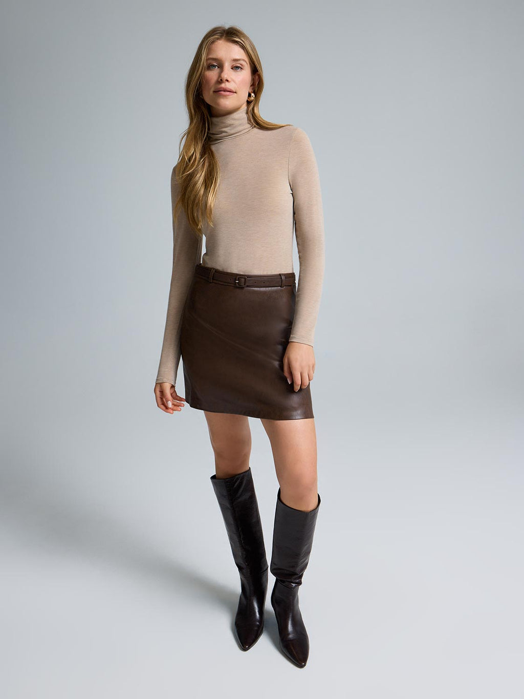 Washed Faux Leather Mini Skirt