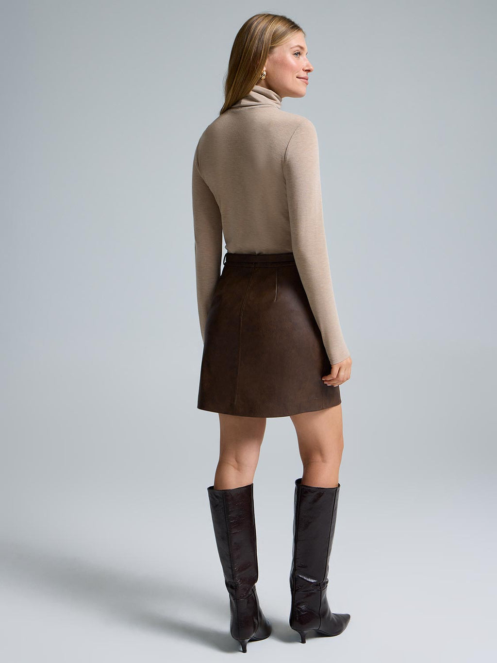Washed Faux Leather Mini Skirt