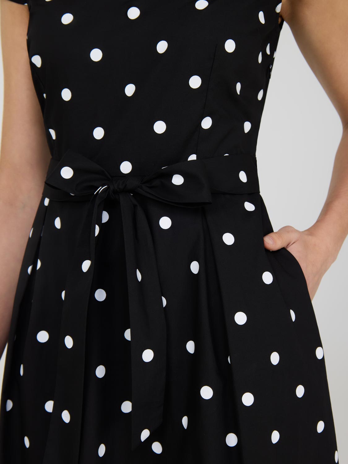 Dot Print Fit & Flare Cotton Midi Dress