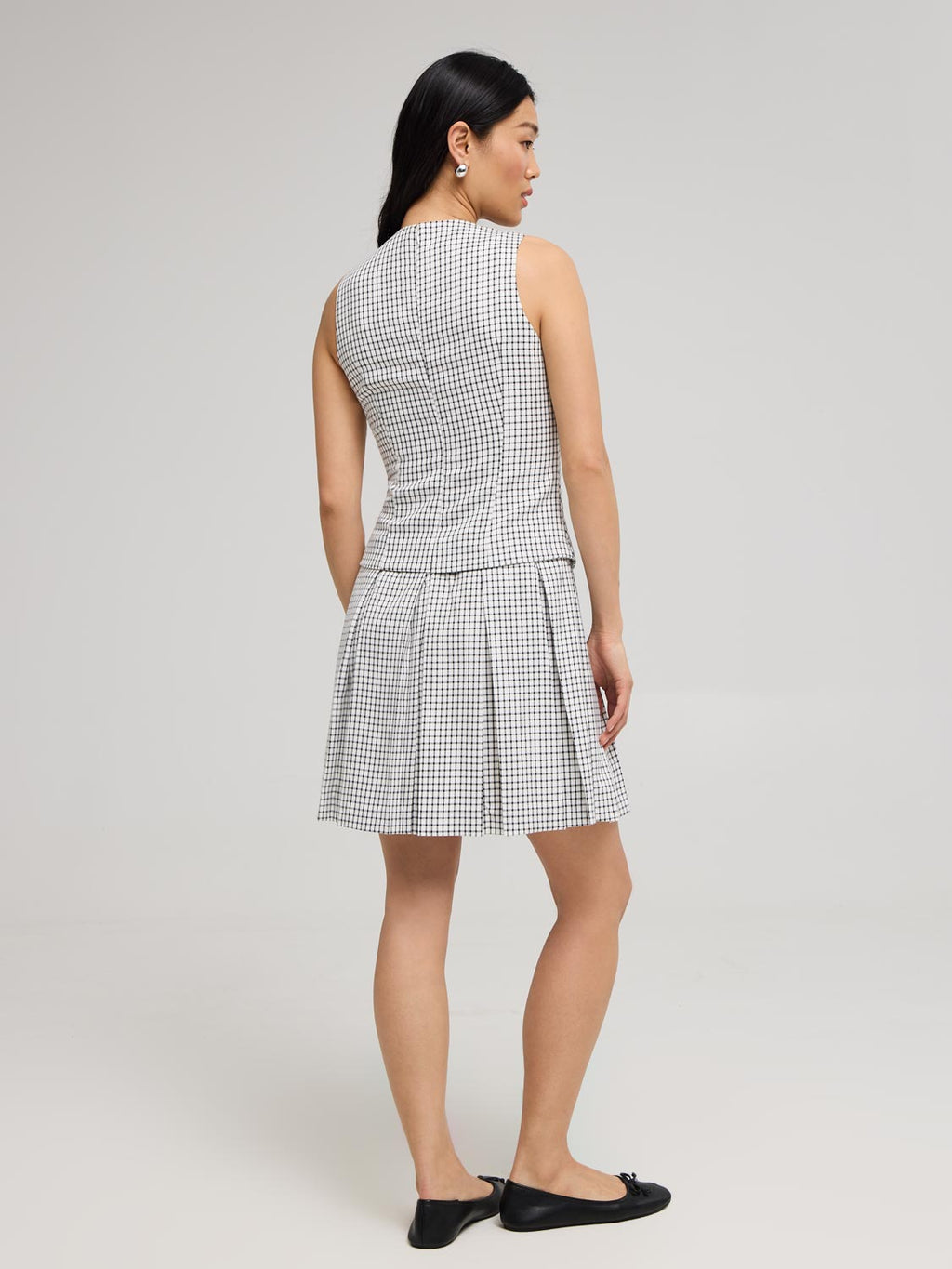 2-Fer Check Print Vest Dress