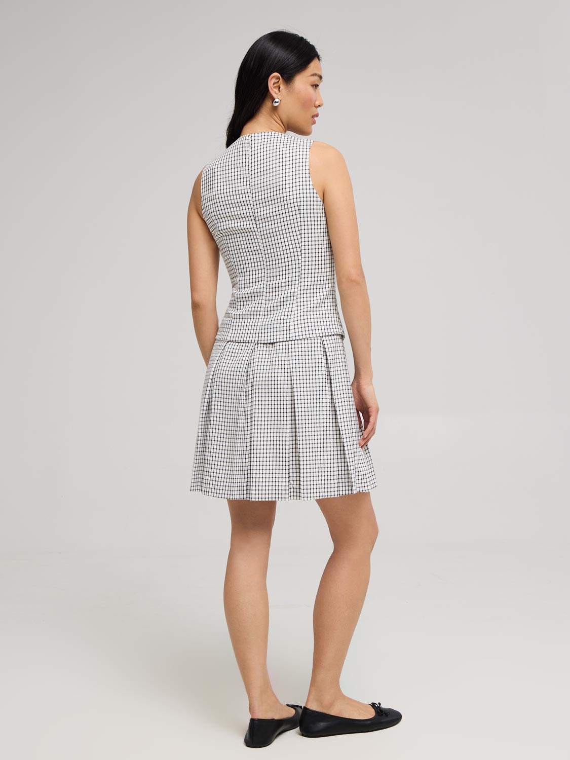 2-Fer Check Print Vest Dress