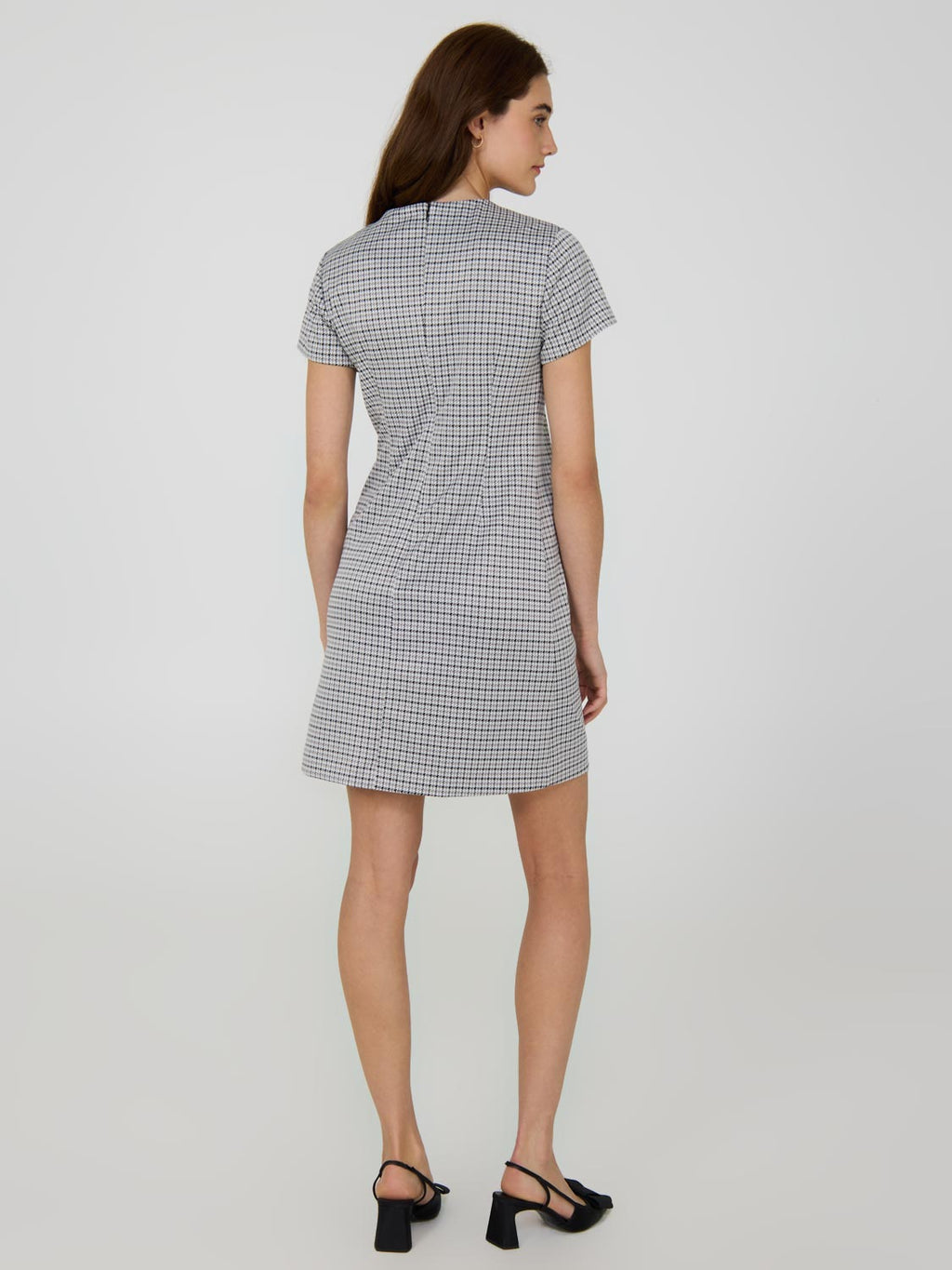 Houndstooth Short Sleeve Mini Dress