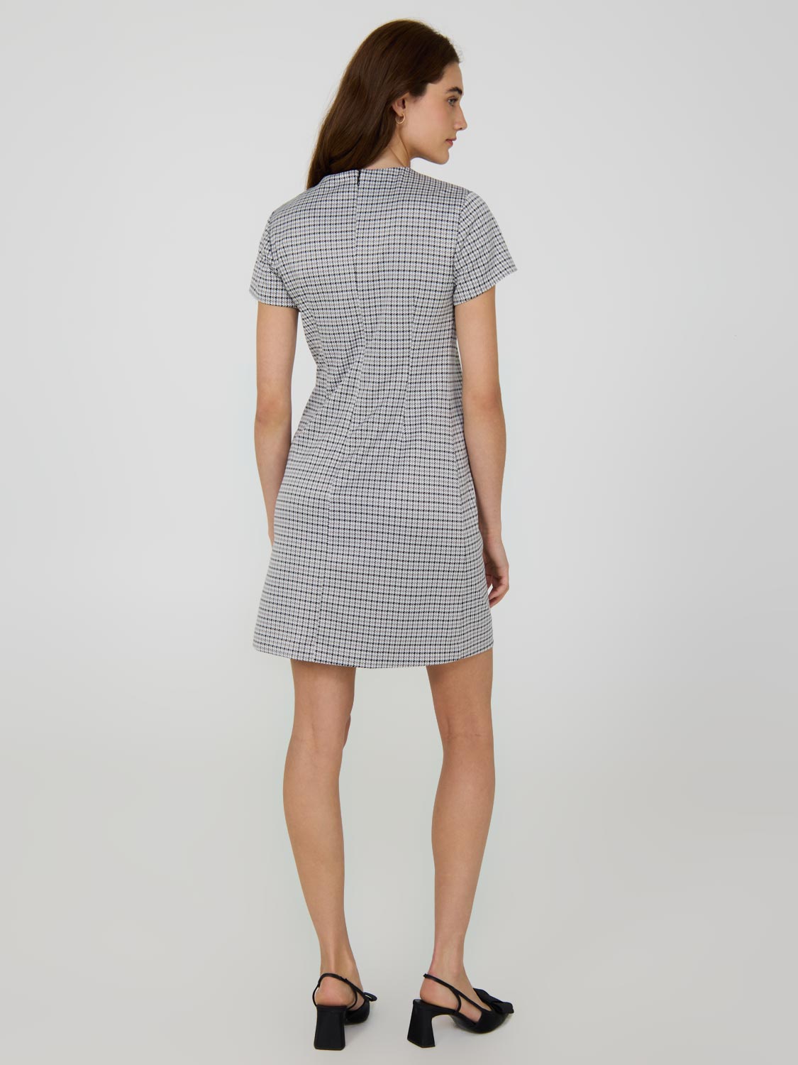 Houndstooth Short Sleeve Mini Dress