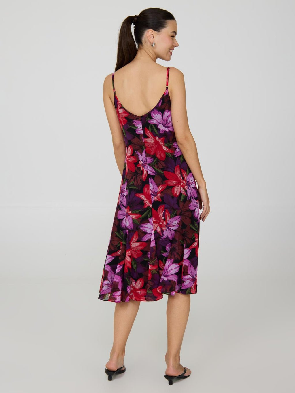 Floral Spaghetti Strap Chiffon Midi Dress
