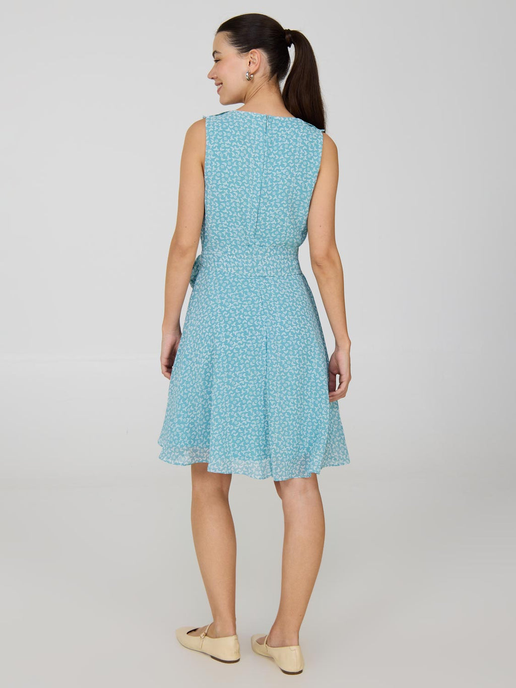 Floral Ruffle V-Neck Chiffon Mini Dress