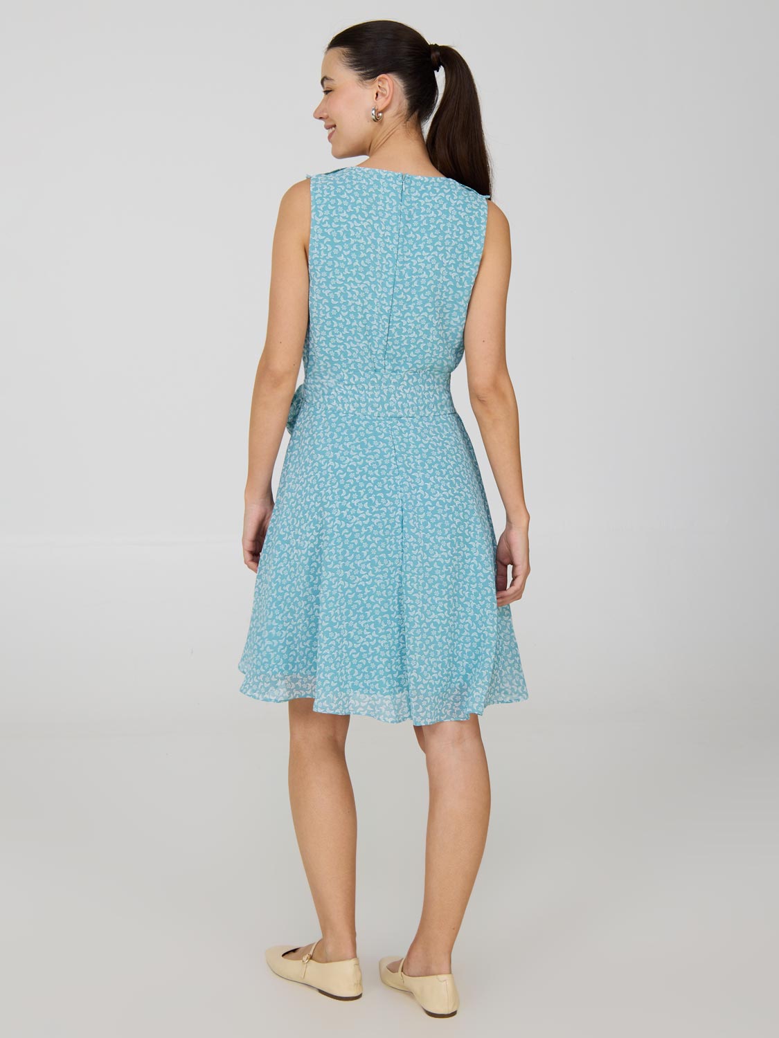 Floral Ruffle V-Neck Chiffon Mini Dress