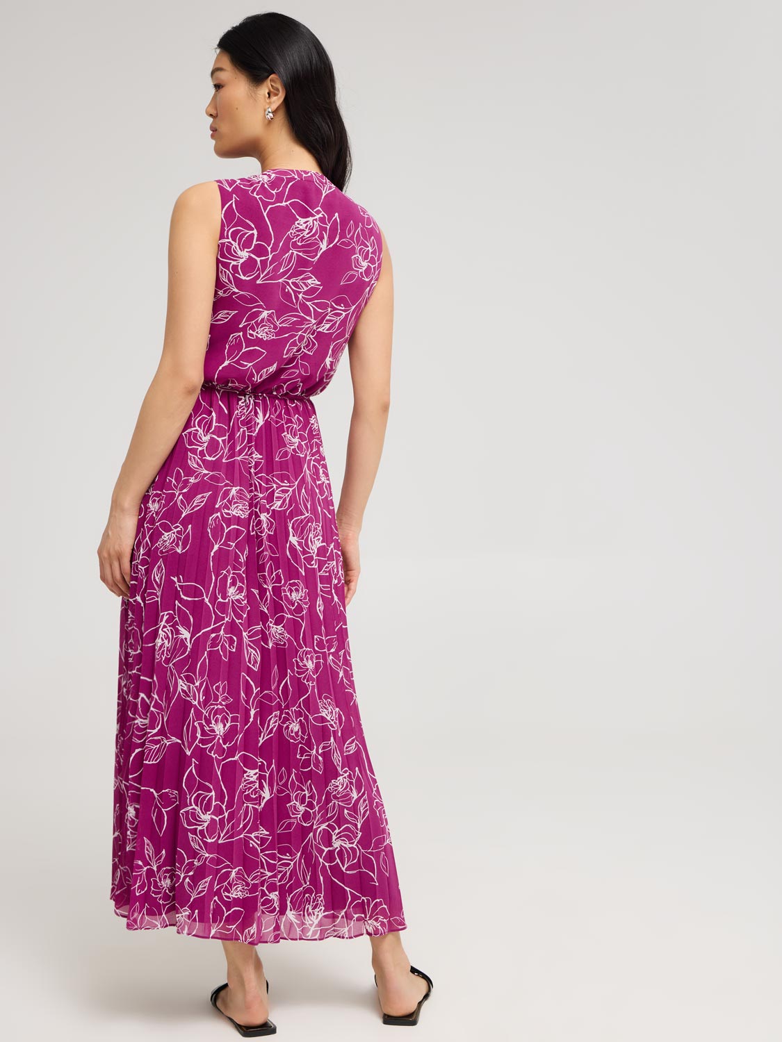 Floral Chiffon Cross-Front Midi Dress