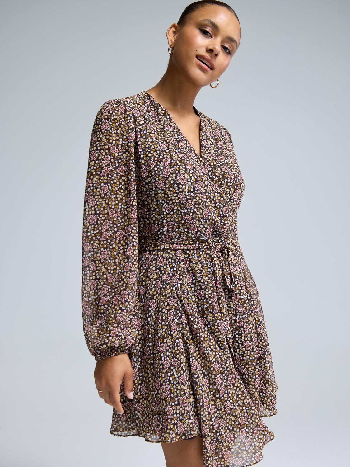 Ditsy Floral Fit & Flare Mini Chiffon Dress
