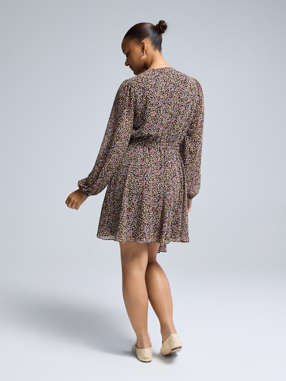 Ditsy Floral Fit & Flare Mini Chiffon Dress