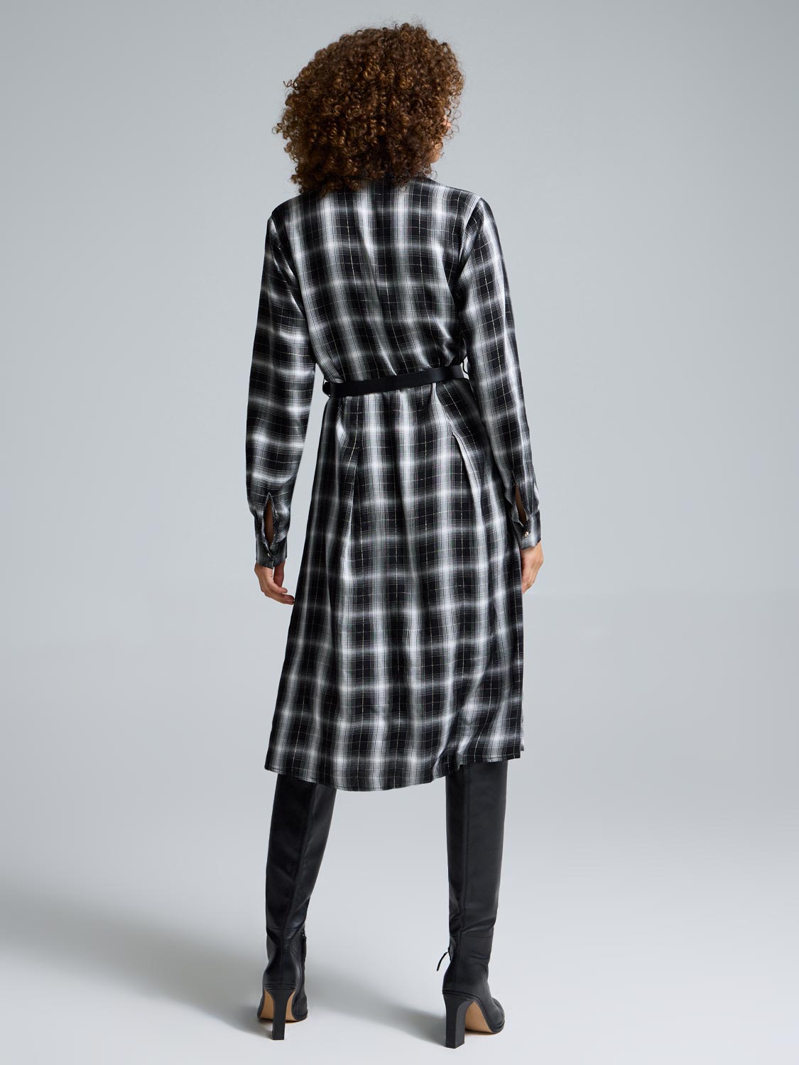 Belted Plaid Shirt Dress