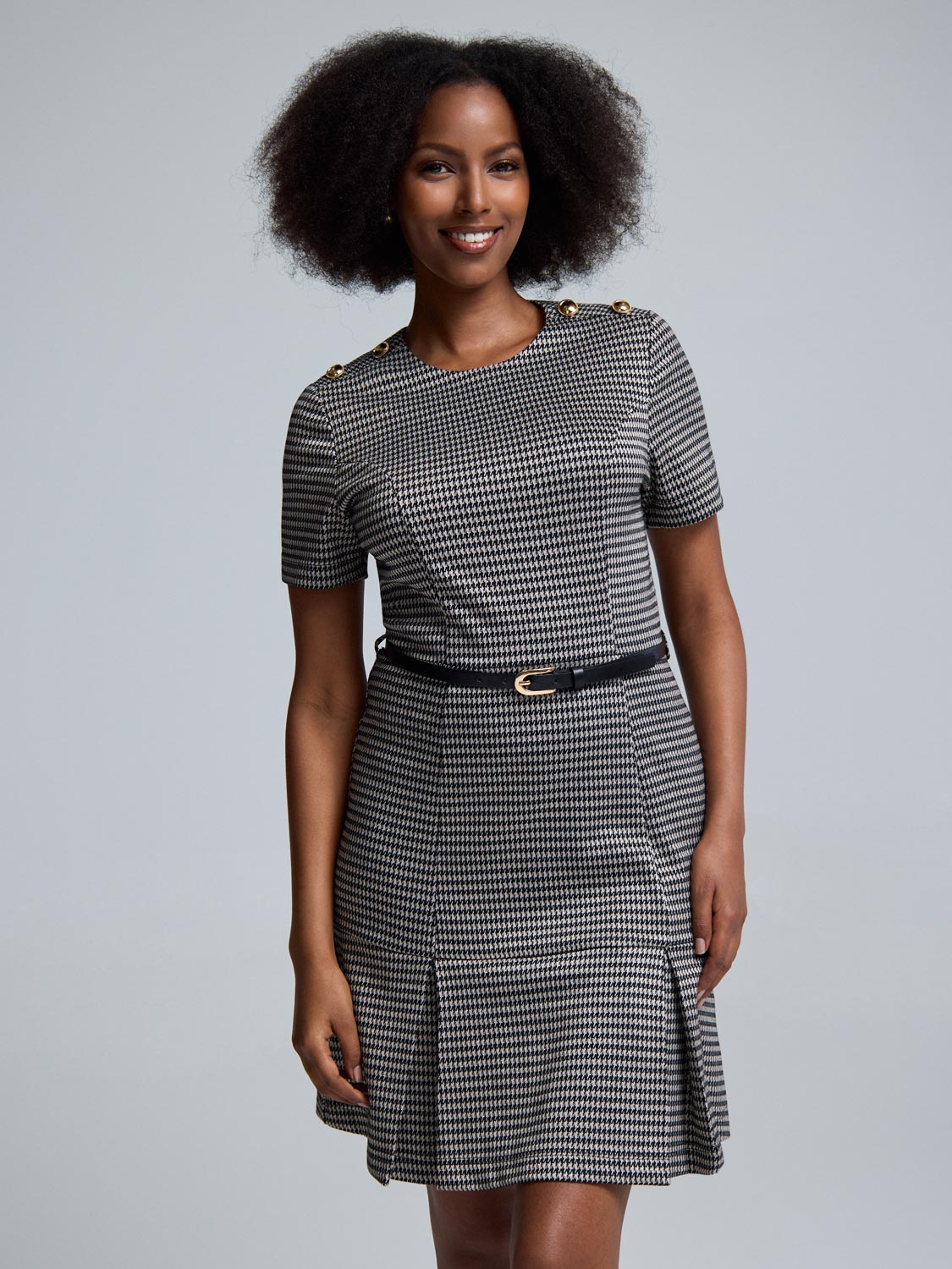 Belted Mini Check Dress