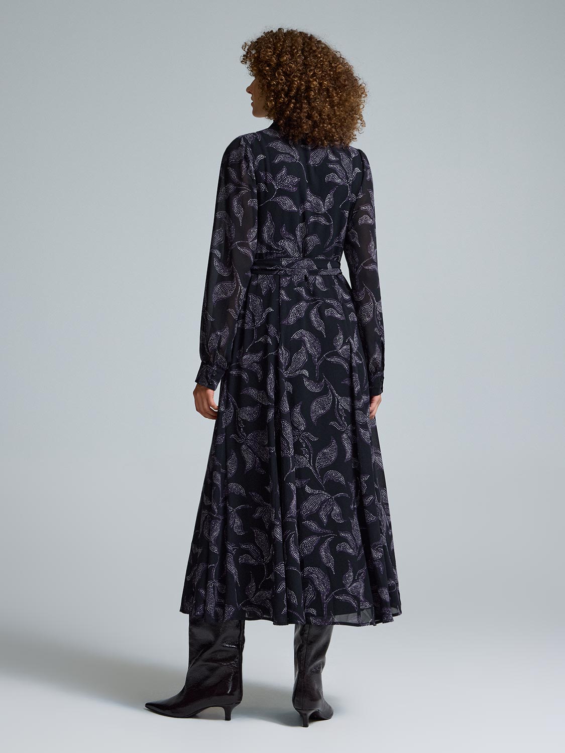 Floral Chiffon Maxi Shirt Dress