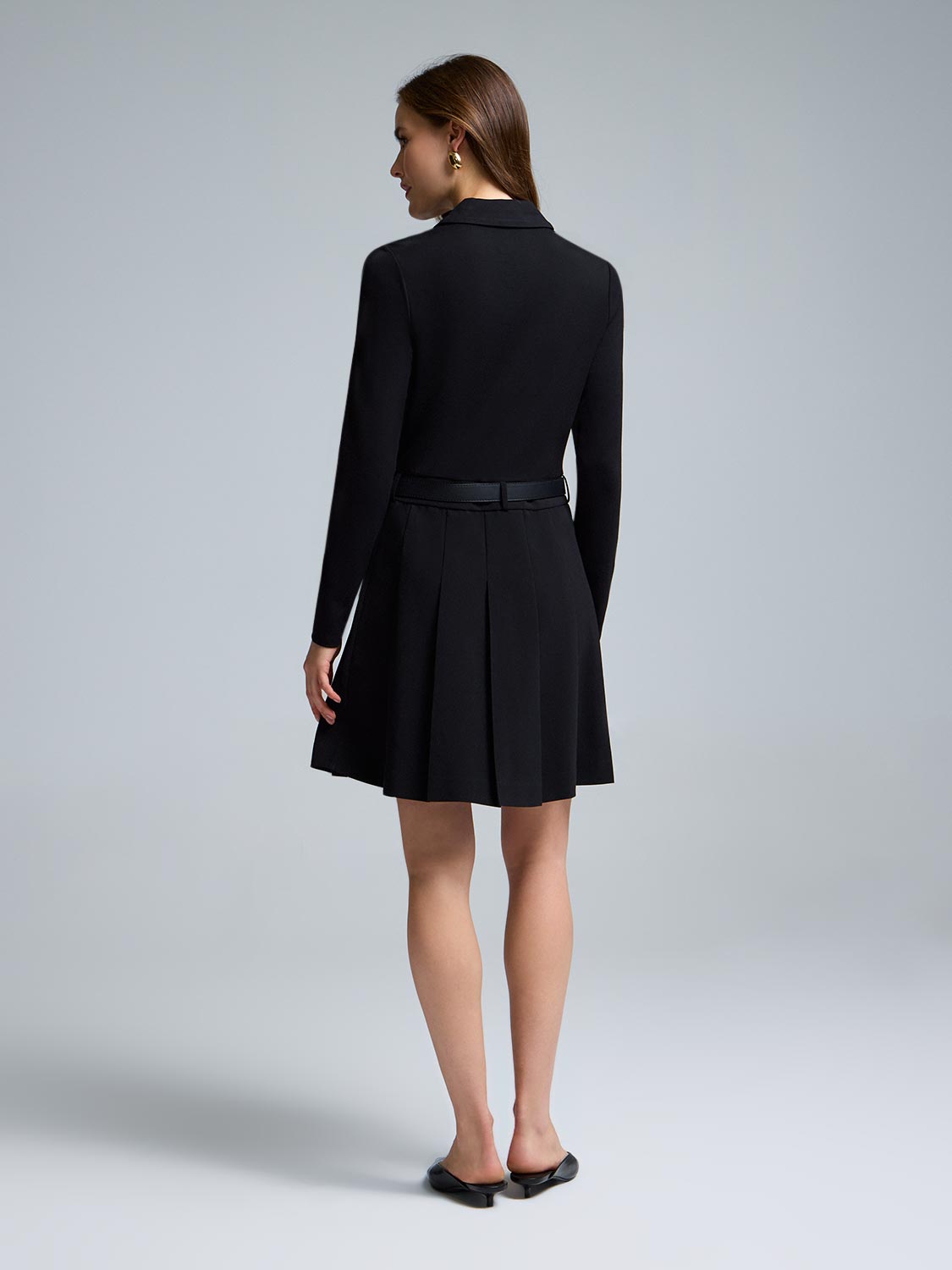 2-Fer Collared Pleated Mini Dress