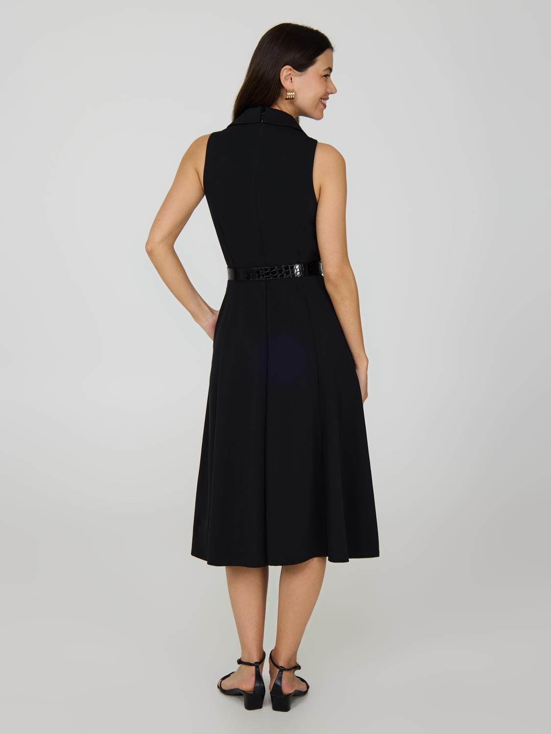 Sleeveless Crossover A-Line Midi Dress
