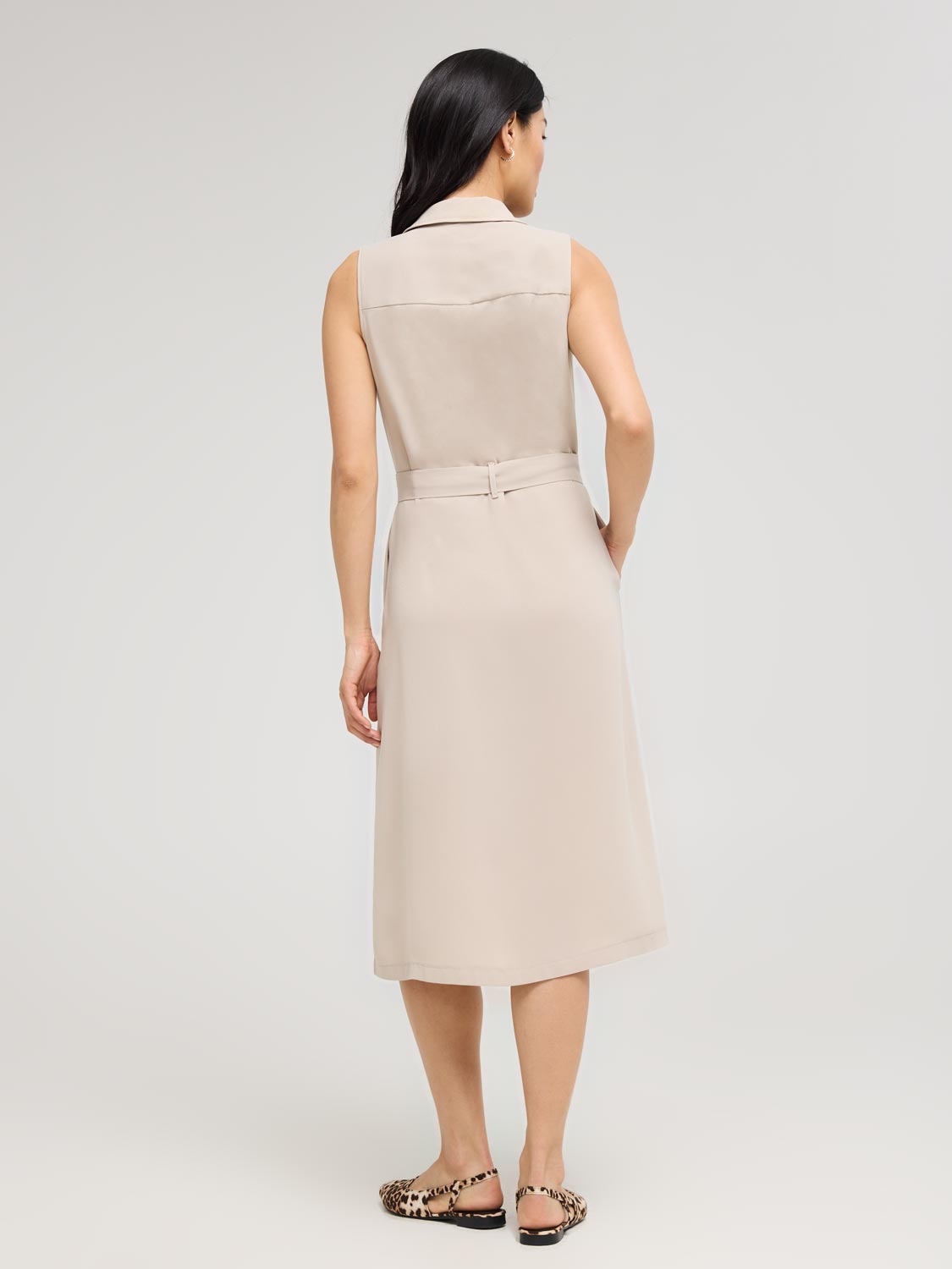 Sleeveless Midi Shirt Dress