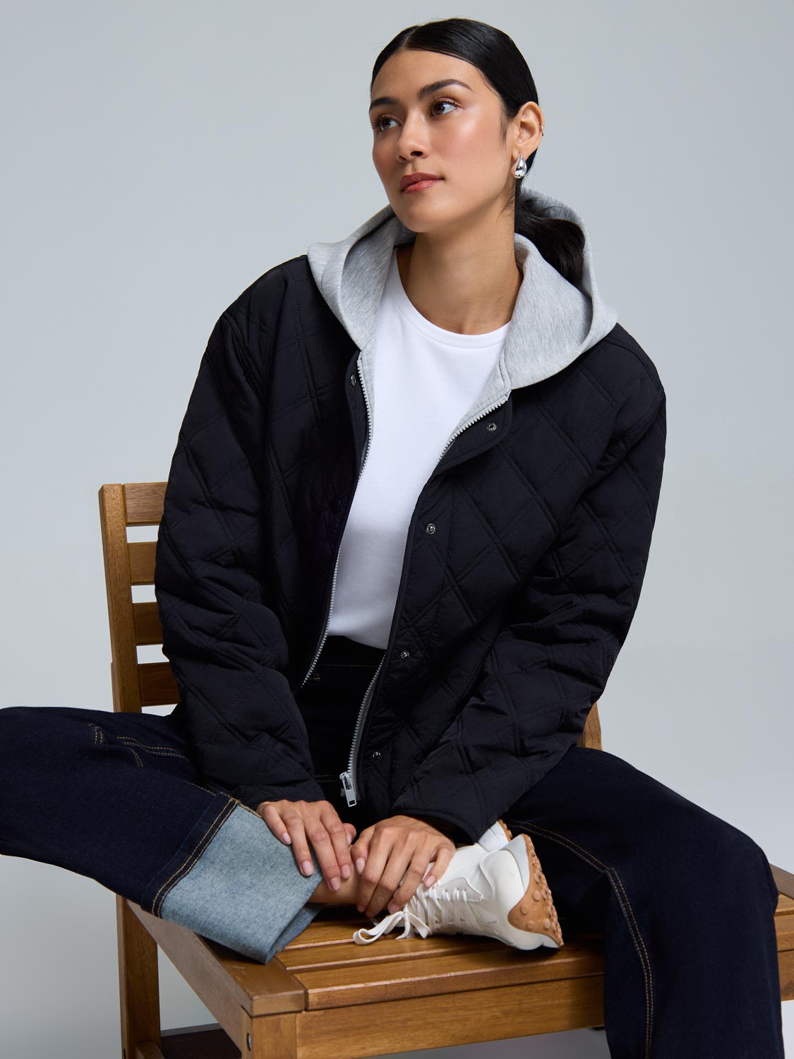 Hooded Quilted Jacket With Removable Hood
