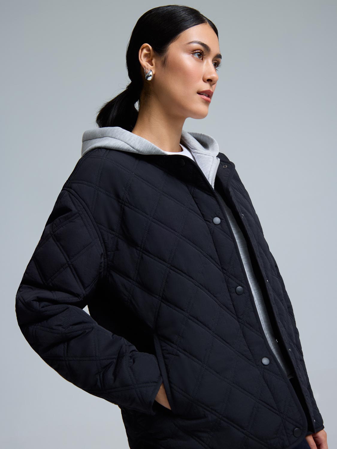 Hooded Quilted Jacket With Removable Hood