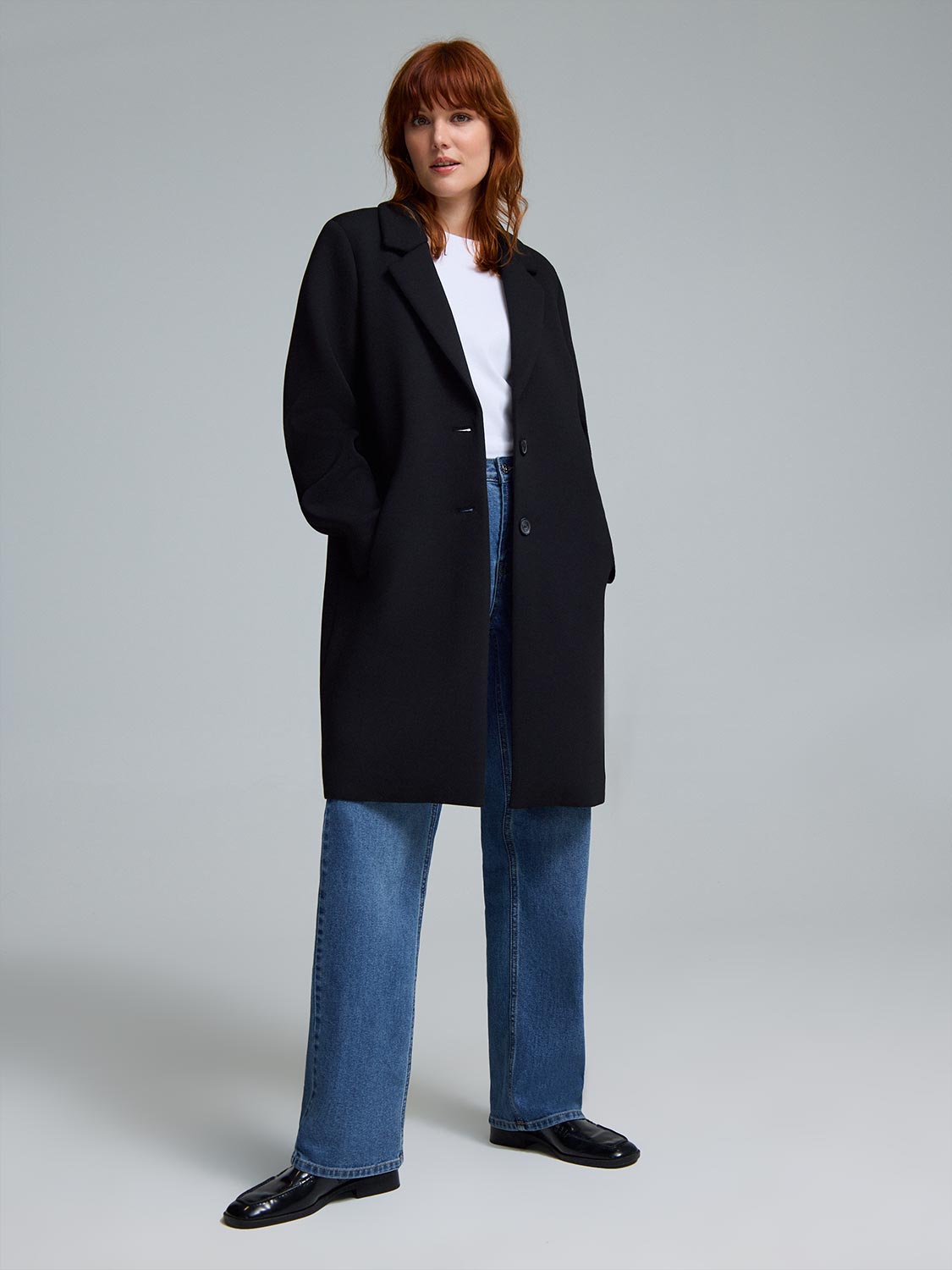 Mid-Length Coat With Removable Hood