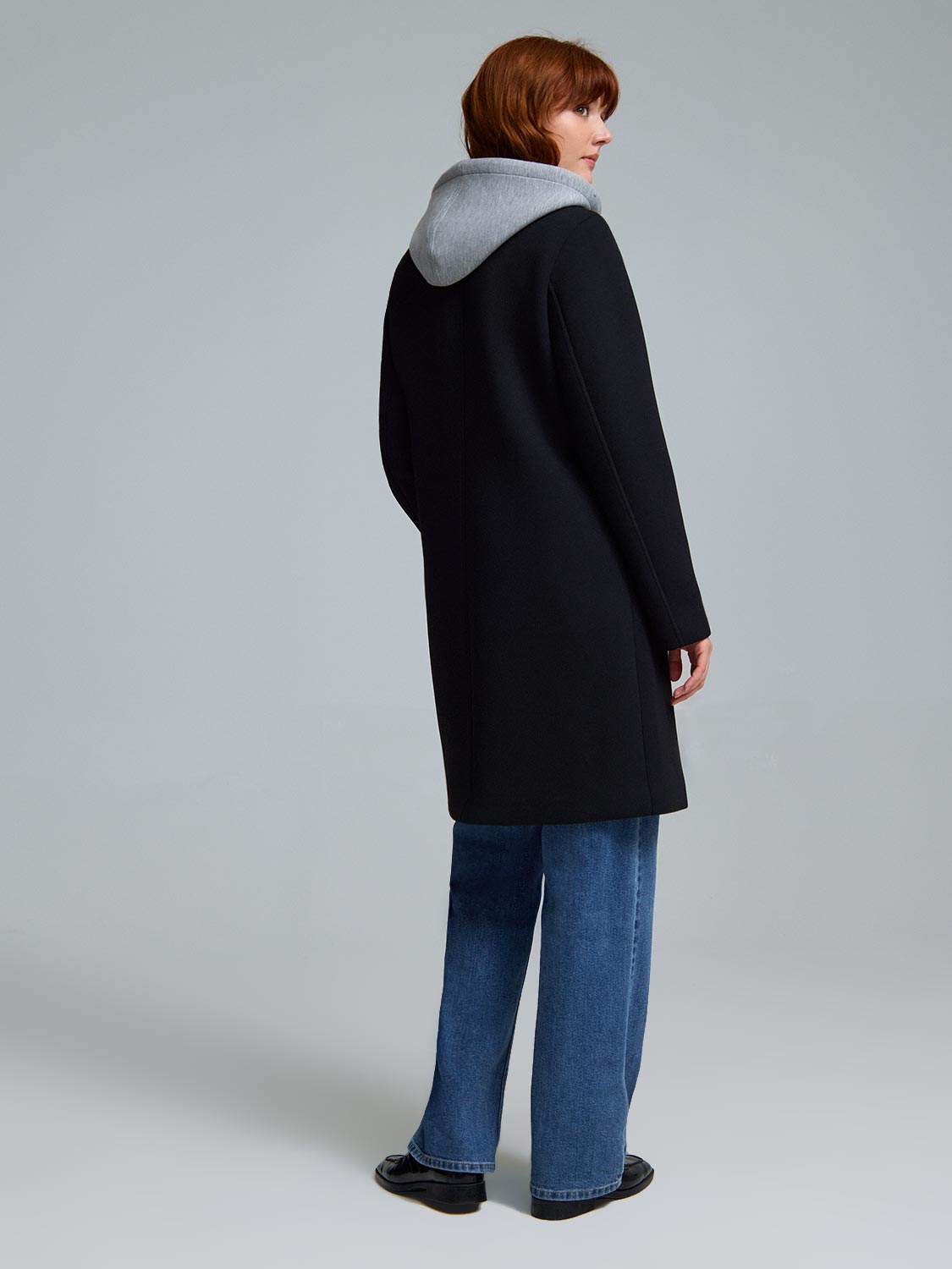 Mid-Length Coat With Removable Hood