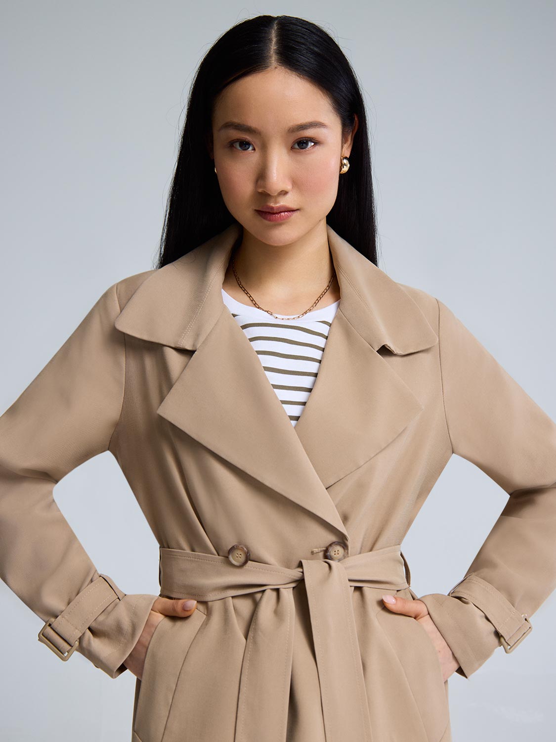 Belted Mid-Length Trench Coat