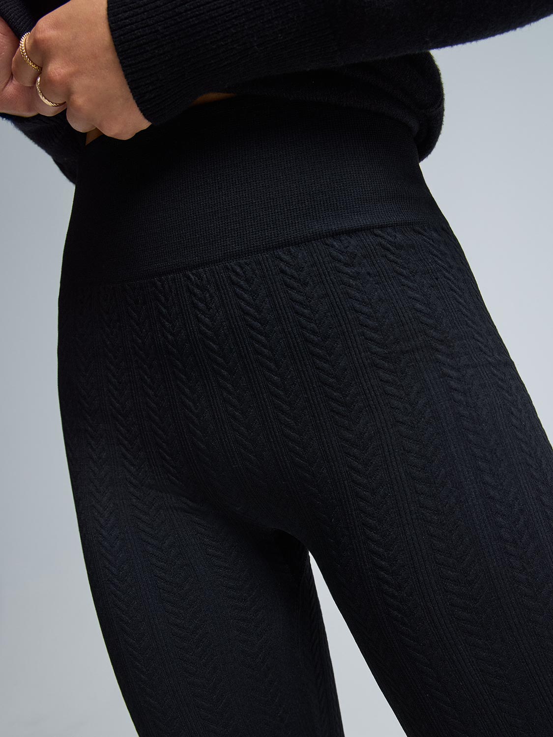 Cable Knit Fleece Lined Seamless Leggings