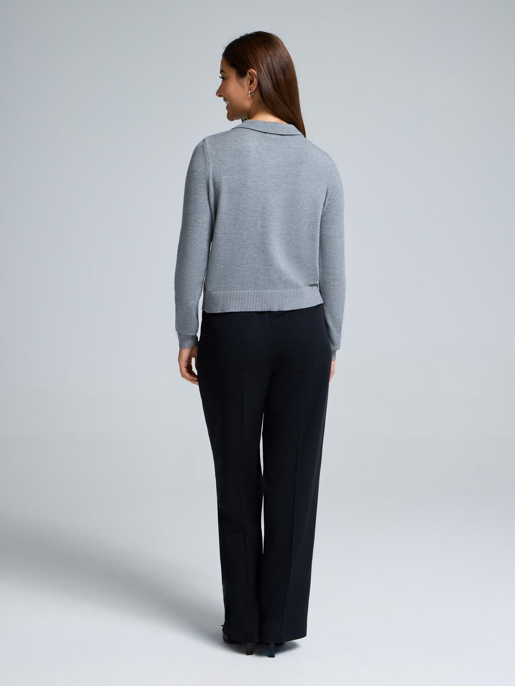 Bow-Button Collared Cardigan