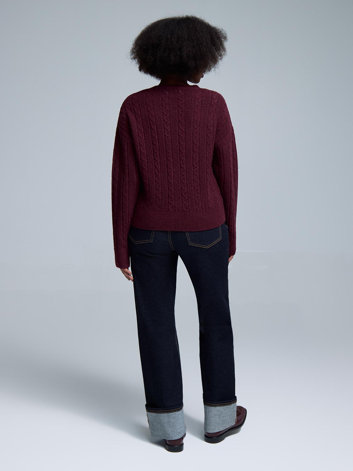 V-Neck Cable Knit Cardigan