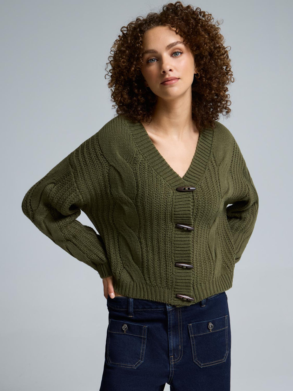 Cable Knit Toggle Cardigan