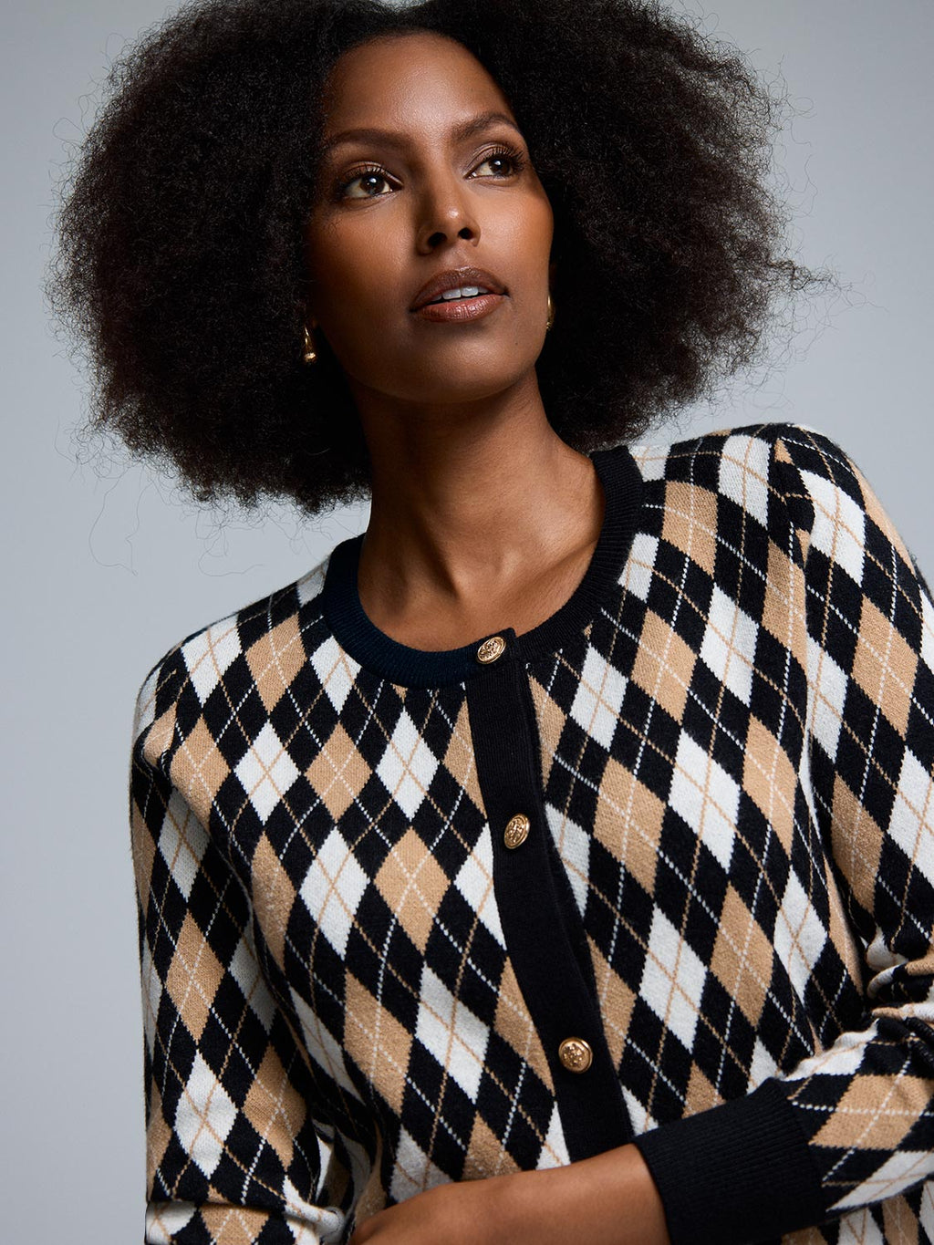 Jacquard Button-Front Cardigan