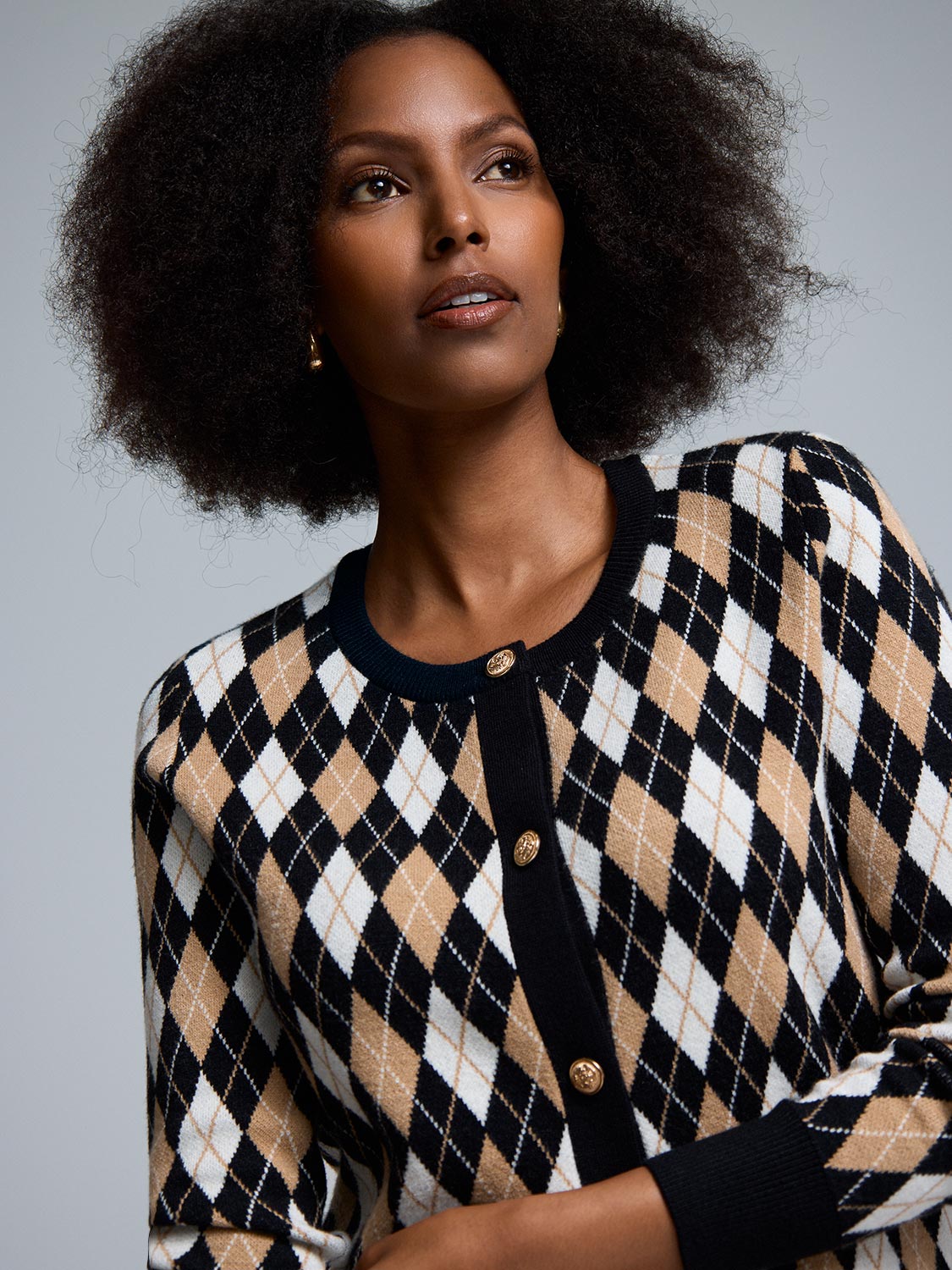 Jacquard Button-Front Cardigan