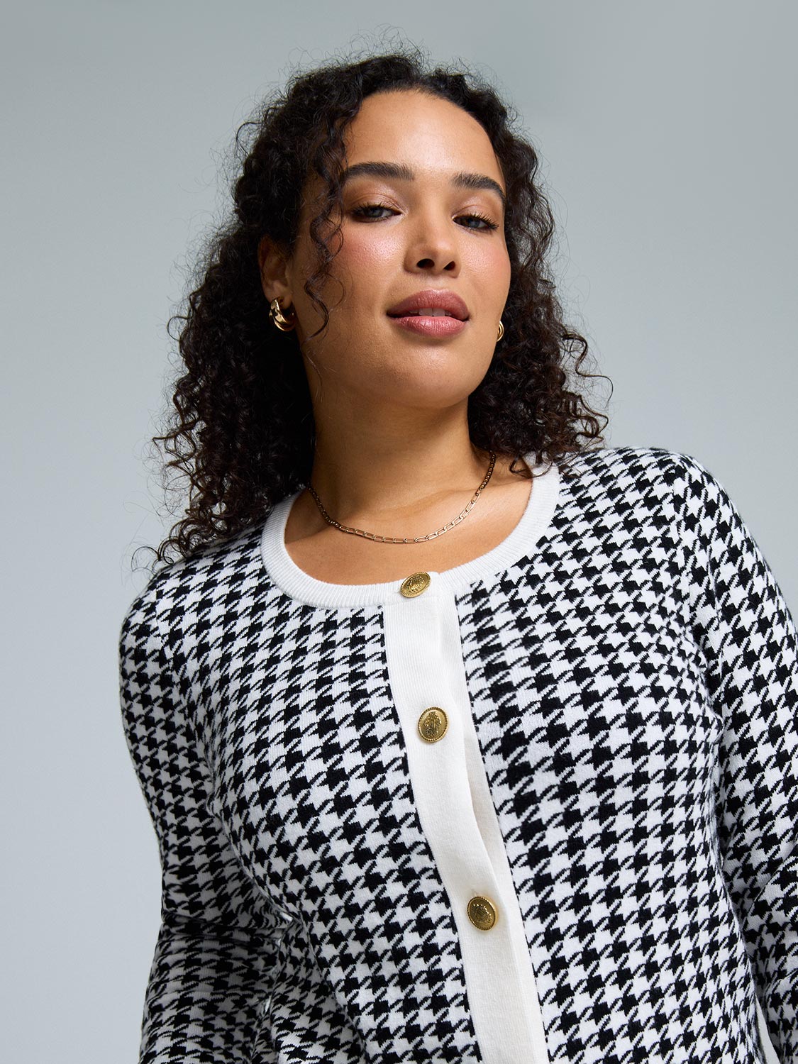 Jacquard Button-Front Cardigan